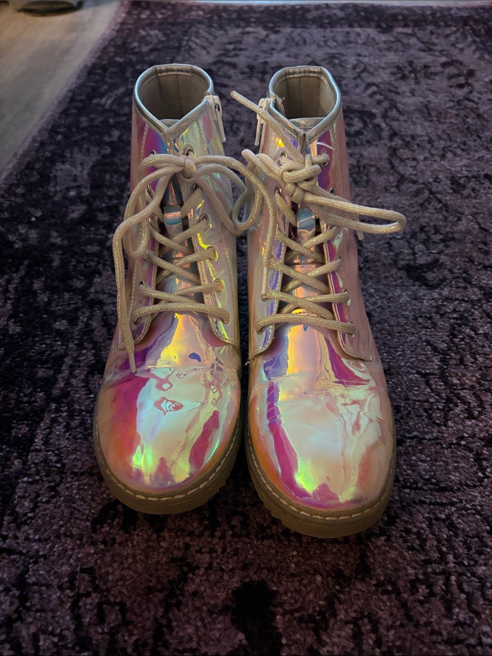 The Children's Place Iridescent Holographic Lace-Up Kids Boots
